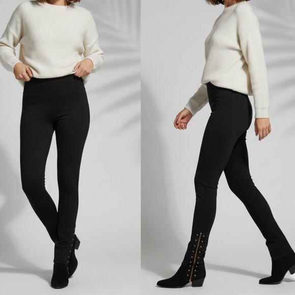 a.n.a Black Petite Leggings with Ankle Studs & Zippers - Picture 1 of 7